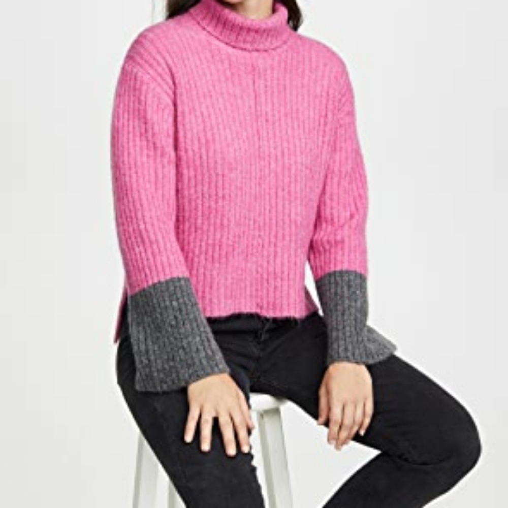 NWT JULIE FAGERHOLT HEARTMADE KIMMA PINK GRAY MOHAIR BLEND SWEATER SZ‎ S
